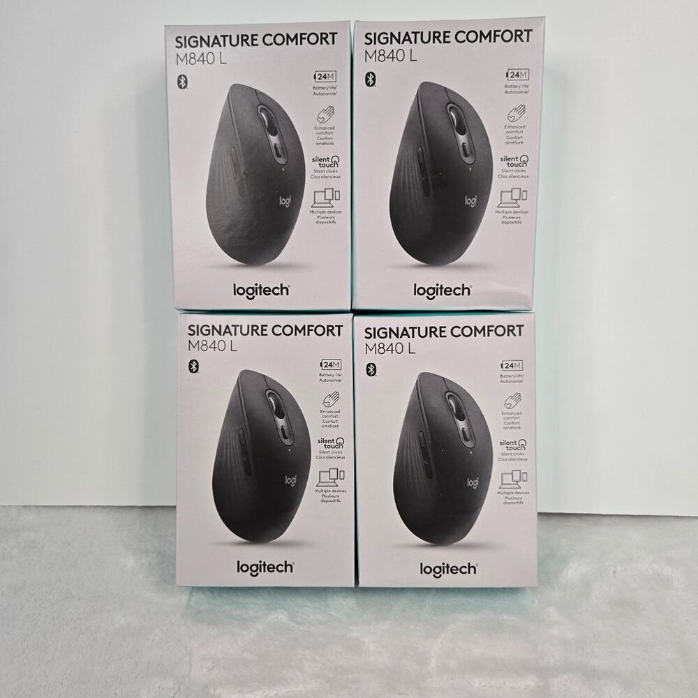 Logitech Signature M840 L Right-Hand Mouse with Palm Support – Lot of 4